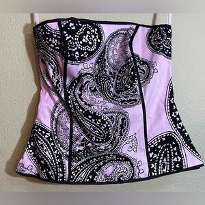 🌸 STRAPLESS BUSTIER Unique Color Pink & Black Paisley Party White House Market